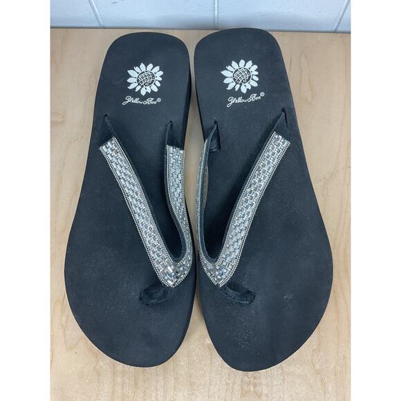 Yellow Box Almeta Smoke Flip Flops Jeweled Beaded Platform Sandals Size 7.5 - Picture 3 of 6